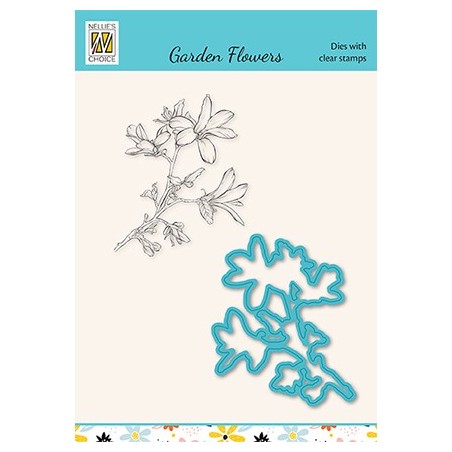 (HDCS020)Snellen Design Clearstamp +dies  - Garden flowers serie Magnolia-2