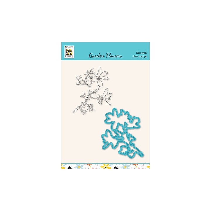 (HDCS020)Snellen Design Clearstamp +dies  - Garden flowers serie Magnolia-2