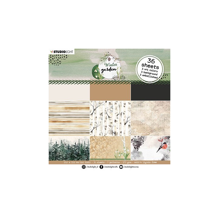 (SL-WG-PP25)Studio Light SL Paper Pad Neutrals Winter Garden nr. 25