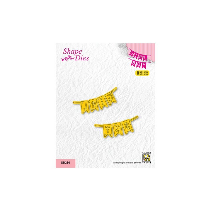 (SD236)Nellie's shape dies Girl/boy flags