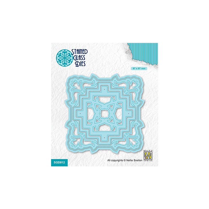 (SGD012)Nellie`s Choice Stained Glass Dies - Square flower ornament 2