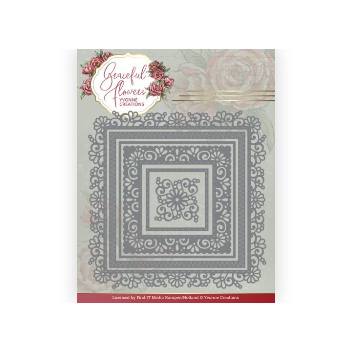 (YCD10260)Dies - Yvonne Creations - Graceful Flowers - Graceful Square