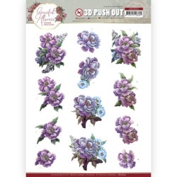 (SB10623)3D Push Out - Yvonne Creations - Graceful Flowers - Purple Flowers Bouquet