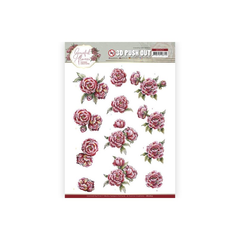 (SB10625)3D Push Out - Yvonne Creations - Graceful Flowers - Pink Roses