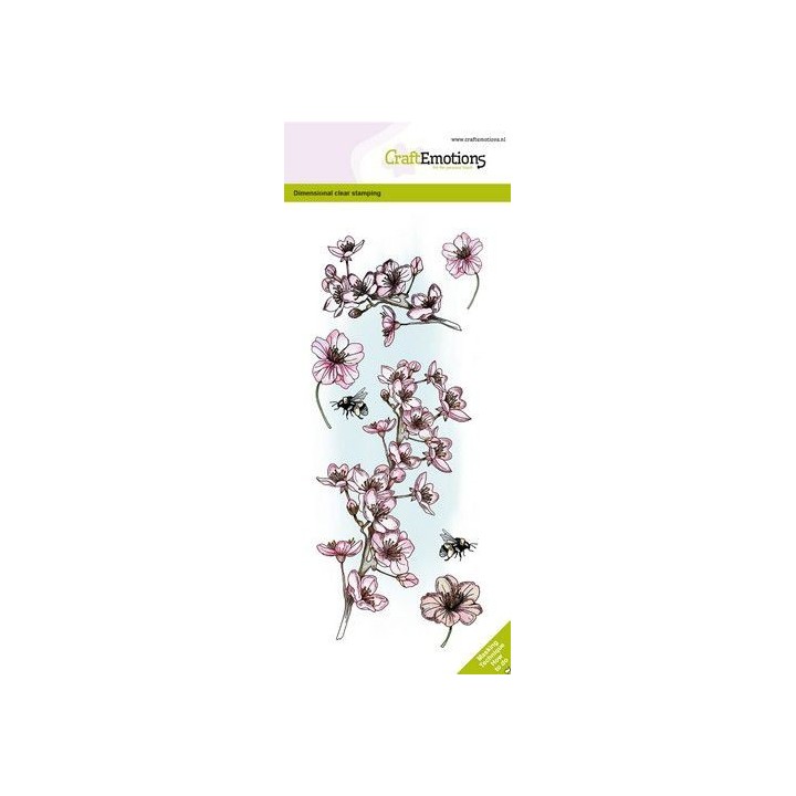 (4101)CraftEmotions clearstamps Slimline - Blossom branch