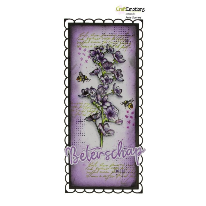 (4101)CraftEmotions clearstamps Slimline - Blossom branch