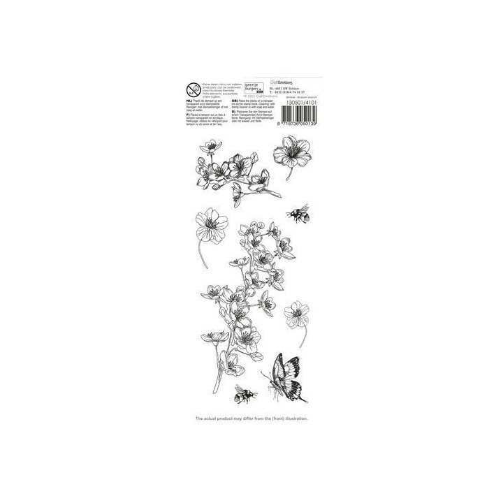 (4101)CraftEmotions clearstamps Slimline - Blossom branch