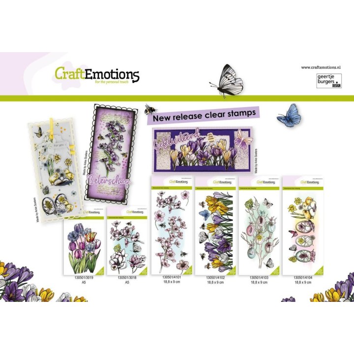 (3018)CraftEmotions clearstamps A5 - Blossom - Magnolia