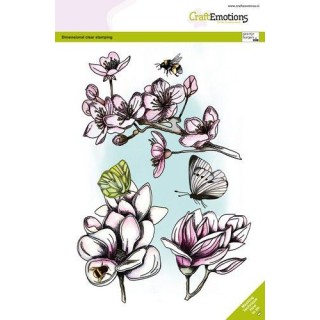 (3018)CraftEmotions clearstamps A5 - Blossom - Magnolia