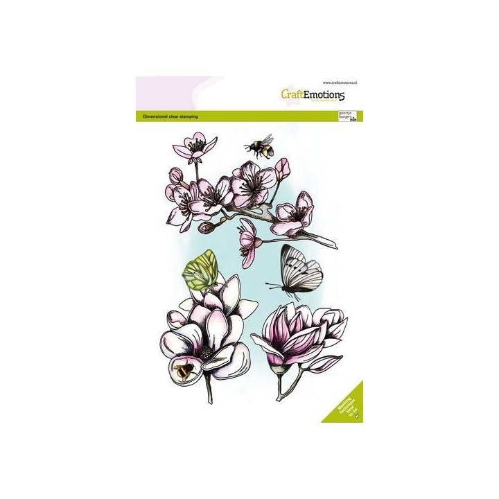(3018)CraftEmotions clearstamps A5 - Blossom - Magnolia