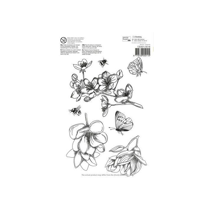 (3018)CraftEmotions clearstamps A5 - Blossom - Magnolia