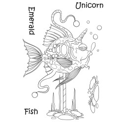 (LCMC013)The Card Hut Mythical Creatures Emerald Unicorn Fish Clear Stamps