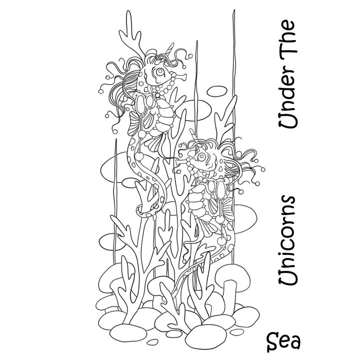 (LCMC010)The Card Hut Mythical Creatures Sea Unicorns Clear Stamps