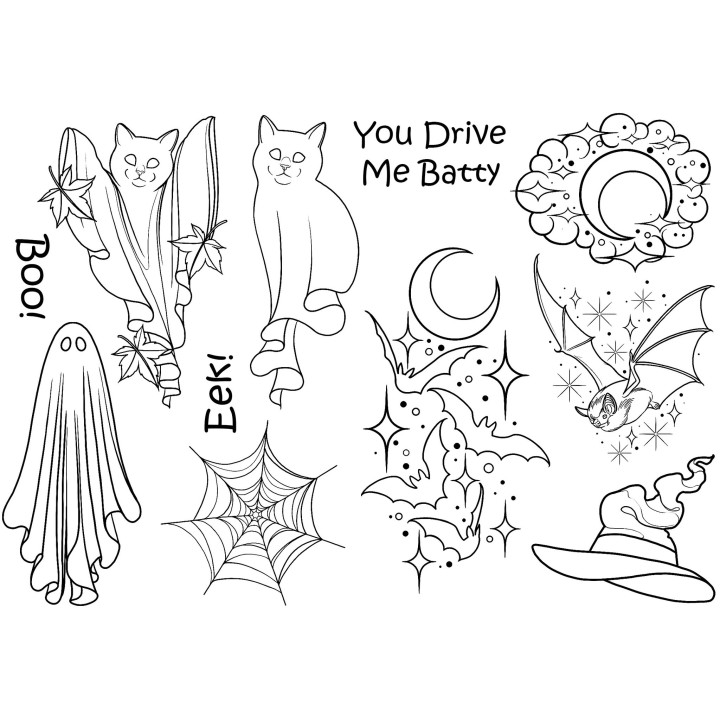 (CEDH02)The Card Hut Spectres and Spookitties Clear Stamps