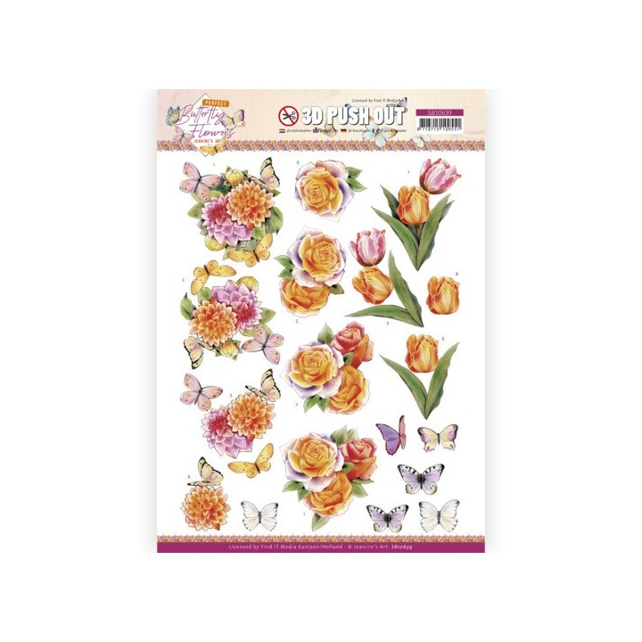 (SB10639)3D Push Out - Jeanine's Art - Perfect Butterfly Flowers - Orange Rose