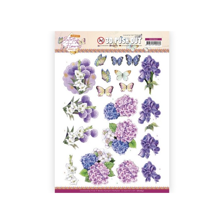 (SB10642)3D Push Out - Jeanine's Art - Perfect Butterfly Flowers - Hydrangea