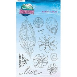 (JL-MM-STAMP188)Studio Light JL Clear stamp Feather and flowers Mindful Moodling nr.188