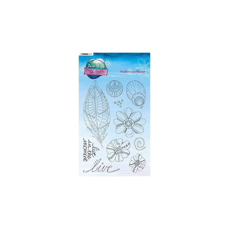 (JL-MM-STAMP188)Studio Light JL Clear stamp Feather and flowers Mindful Moodling nr.188