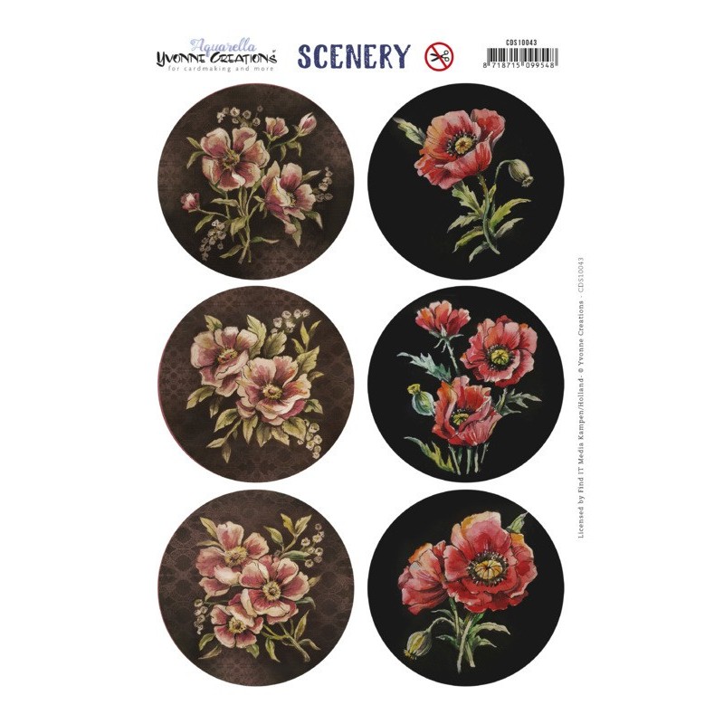 (CDS10043)Scenery - Yvonne Creations - Aquarella - Poppies circle