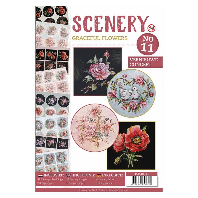 (POS10011)Push Out book Scenery 11 - Graceful Flowers