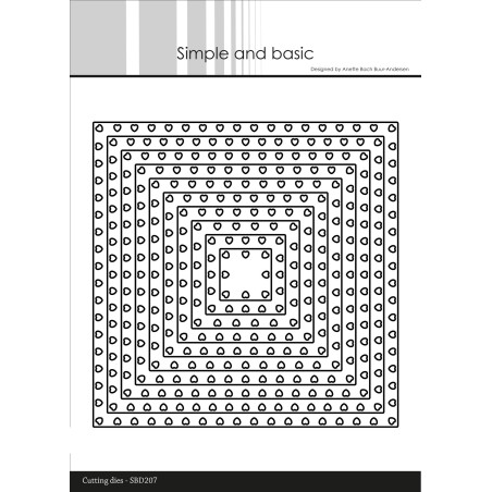 (SDB207)Simple and Basic Heart Framed Square Cutting Dies