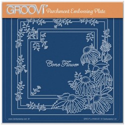 (GRO-FL-41646-03)Groovi Plate A5 LINDA'S CONE FLOWER & LACE