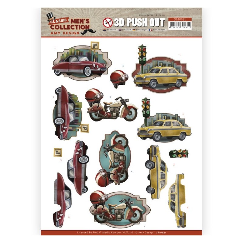 (SB10631)3D Push Out - Amy Design - Classic men's Collection - Cars