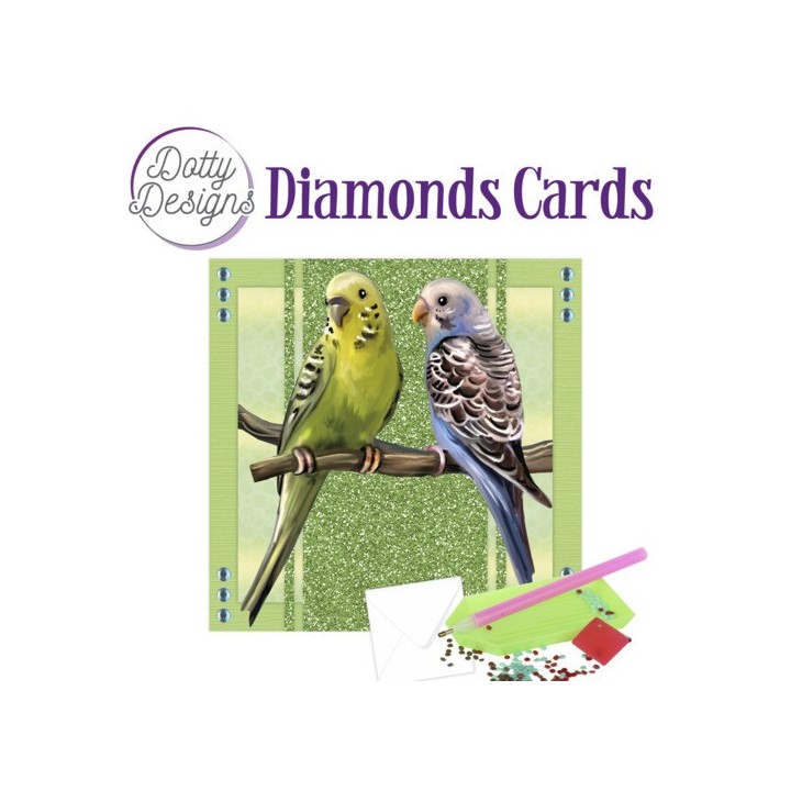 (DDDC1076)Dotty Designs Diamond Cards - Parakeets