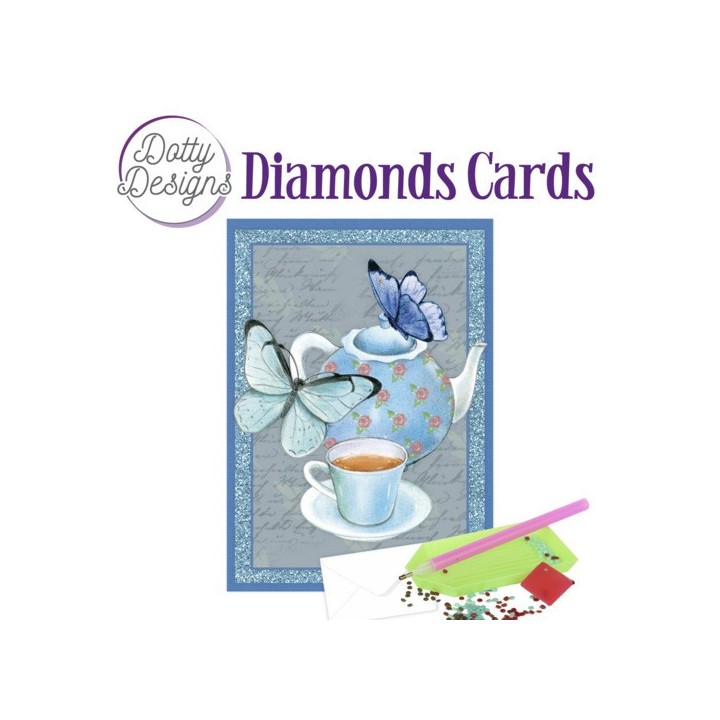 (DDDC1078)Dotty Designs Diamond Cards - Teapot with butterflies