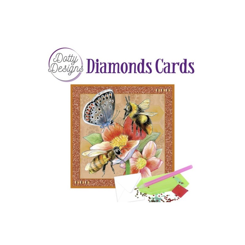 (DDDC1079)Dotty Designs Diamond Cards - Red Flower with Bees