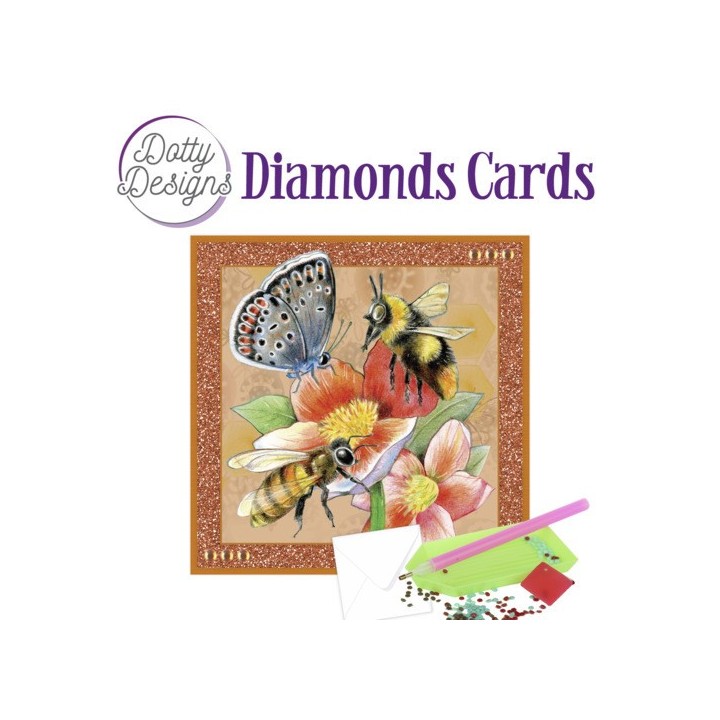 (DDDC1079)Dotty Designs Diamond Cards - Red Flower with Bees