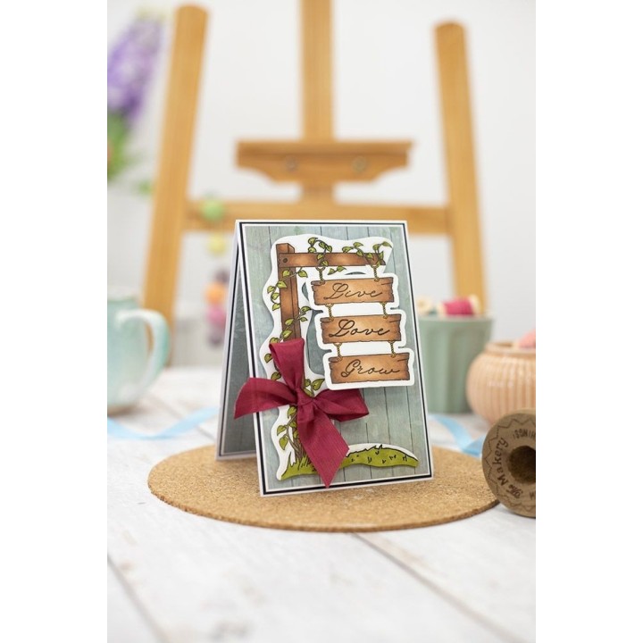 (S-CLANE-STD-HSAV)Crafter's Companion Country Lane Stamp & Die Hanging Sign and Vines