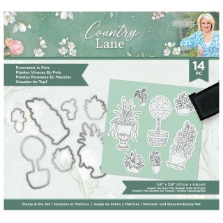 (S-CLANE-STD-PINP)Crafter's Companion Country Lane Stamp & Die Perennials in Pots