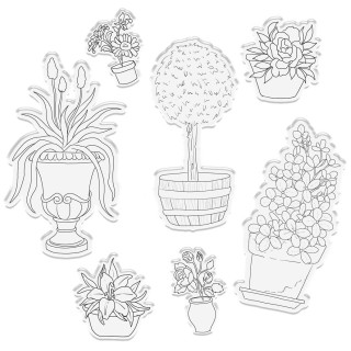 (S-CLANE-STD-PINP)Crafter's Companion Country Lane Stamp & Die Perennials in Pots