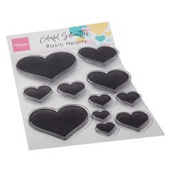 (CS1093)Clear Stamp Colorful Silhouette - Basic Hearts