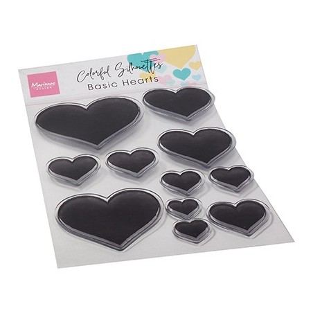 (CS1093)Clear Stamp Colorful Silhouette - Basic Hearts