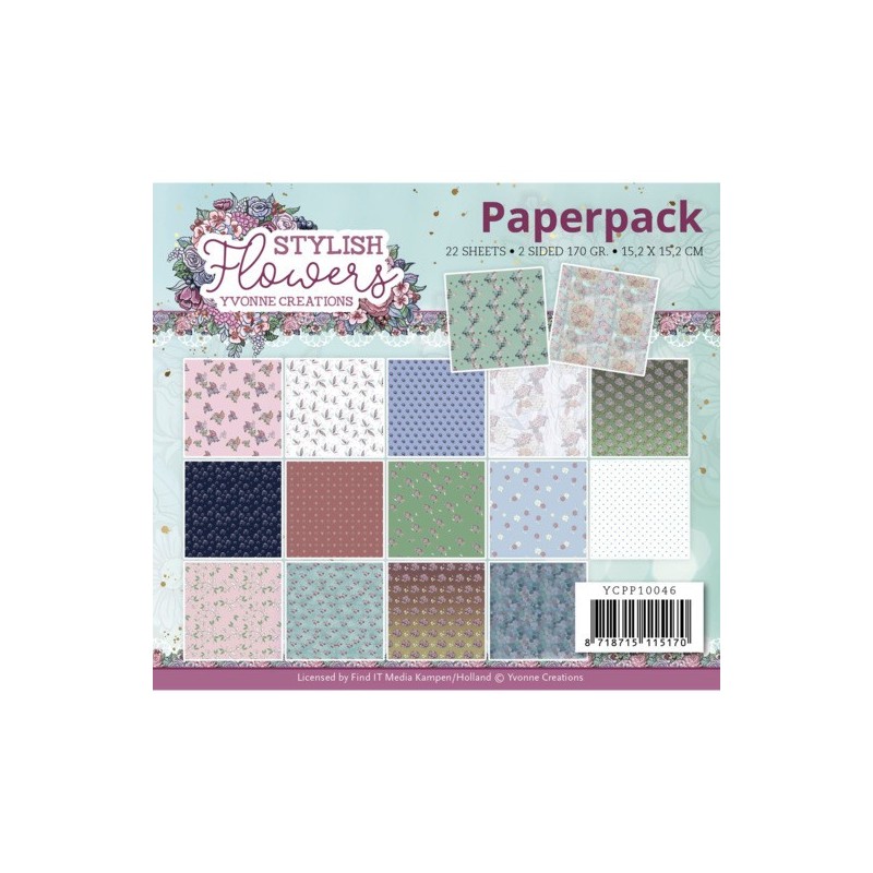 (YCPP10046)Paperpack - Yvonne Creations - Stylisch Flowers
