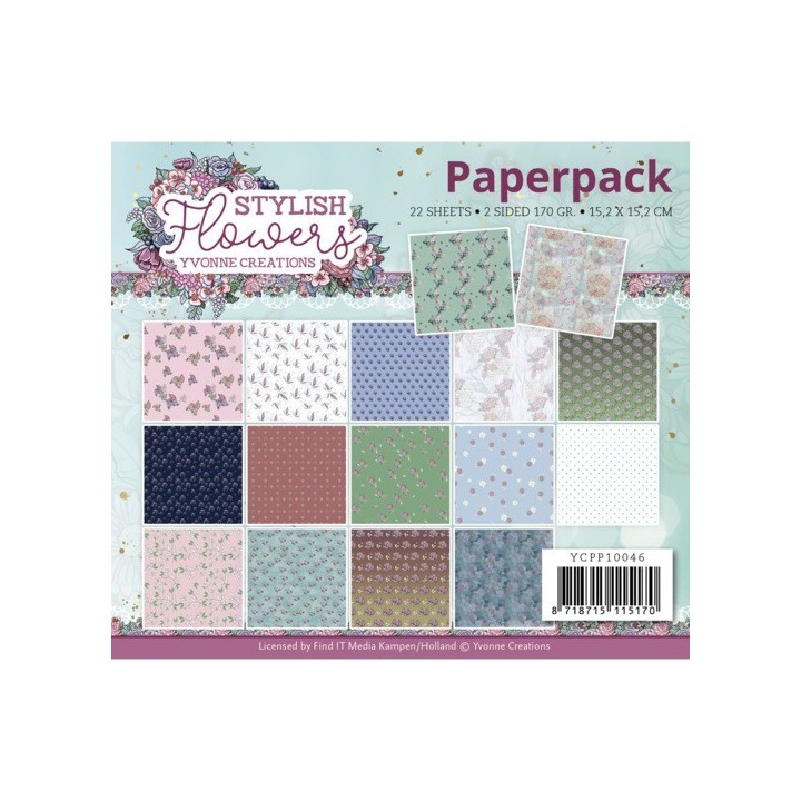 (YCPP10046)Paperpack - Yvonne Creations - Stylisch Flowers