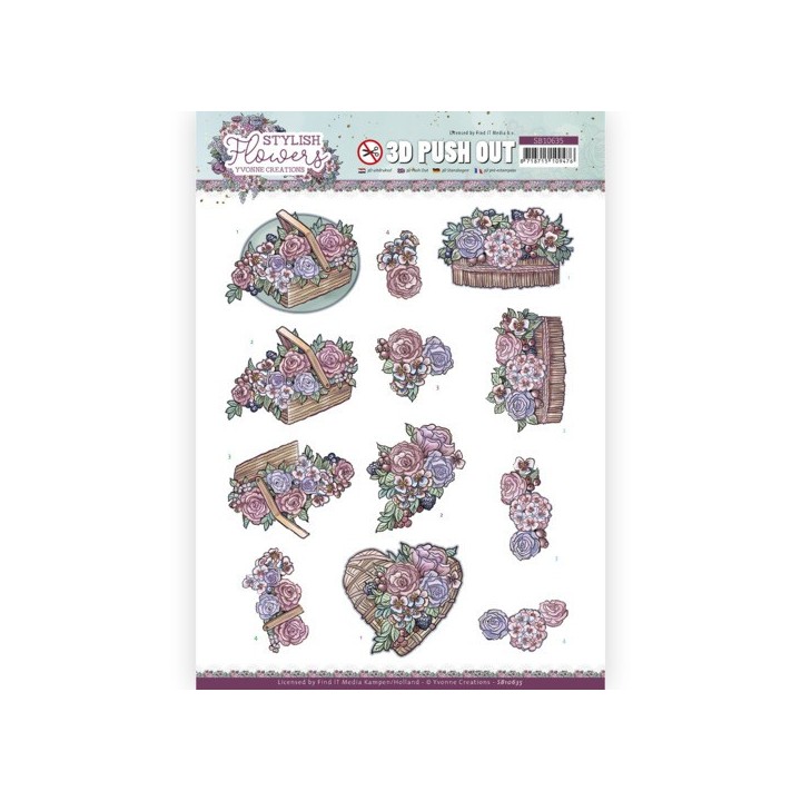 (SB10635)3D Push Out - Yvonne Creations - Stylisch Flowers - Flowers and Rattan