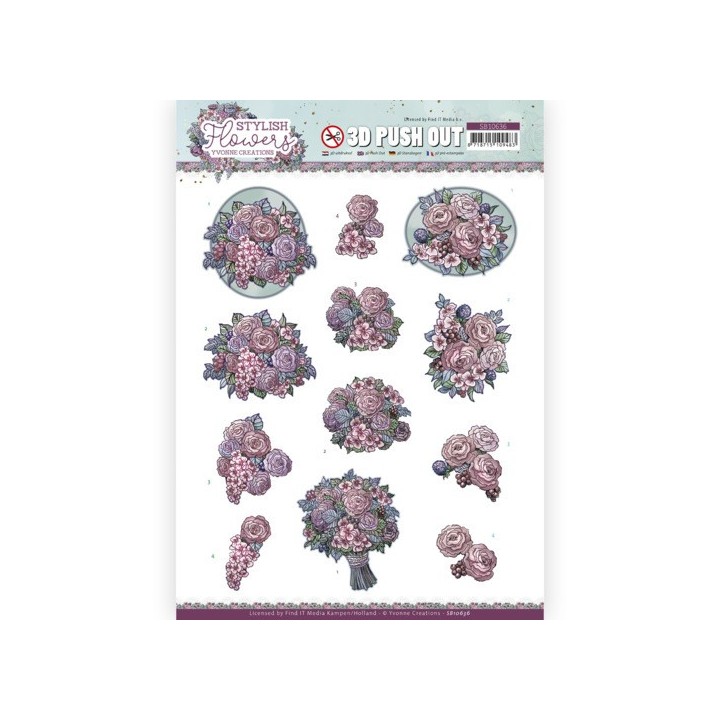 (SB10636)3D Push Out - Yvonne Creations - Stylisch Flowers - Sweet Bouquet