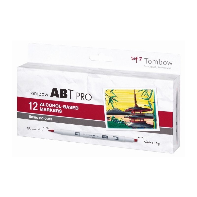 (ABTP-12P-1)Tombow  ABT PRO alcohol-based marker set Basic colours 12pcs