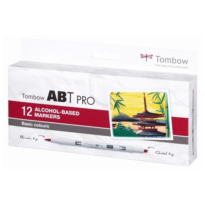 (ABTP-12P-1)Tombow  ABT PRO alcohol-based marker set Basic colours 12pcs