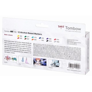 (ABTP-12P-1)Tombow  ABT PRO alcohol-based marker set Basic colours 12pcs