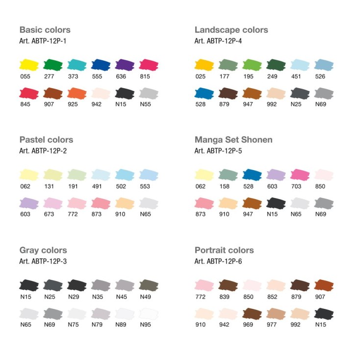 (ABTP-12P-1)Tombow  ABT PRO alcohol-based marker set Basic colours 12pcs