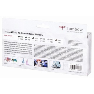 (ABTP-12P-3)Tombow  ABT PRO alcohol-based marker set Gray colours 12pcs