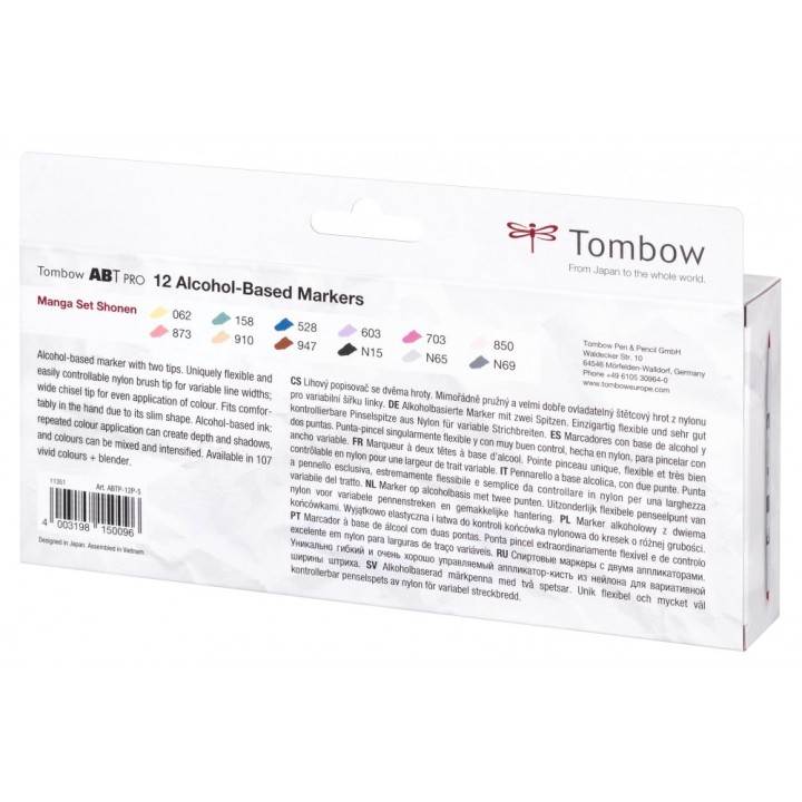 (ABTP-12P-5)Tombow  ABT PRO alcohol-based marker set Manga Colours 12pcs