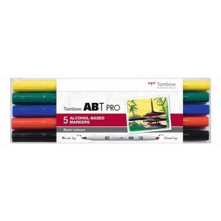 (ABTP-5P-1)Tombow  ABT PRO alcohol-based marker set Basic colours 5pcs