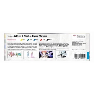 (ABTP-5P-1)Tombow  ABT PRO alcohol-based marker set Basic colours 5pcs