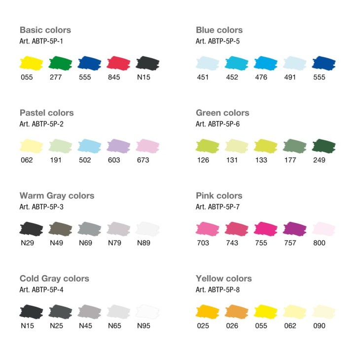(ABTP-5P-1)Tombow  ABT PRO alcohol-based marker set Basic colours 5pcs