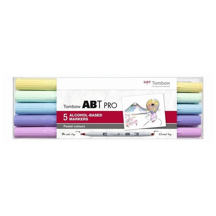 (ABTP-5P-2)Tombow  ABT PRO alcohol-based marker set Pastel colours 5pc